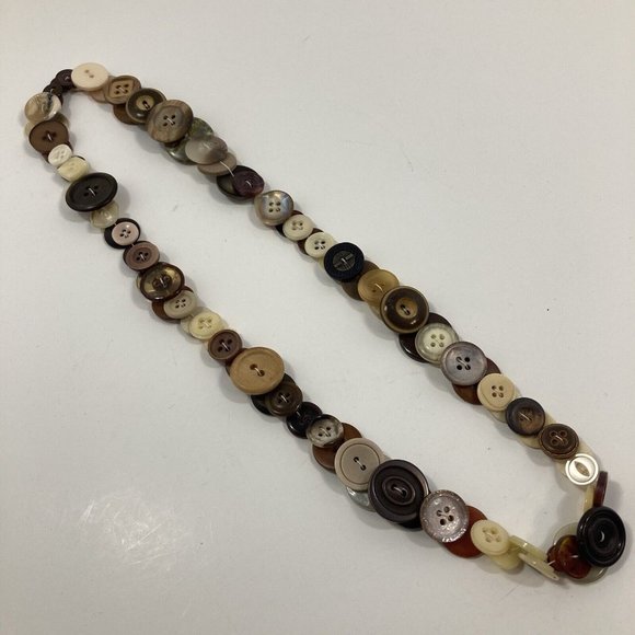 Vintage 26 Inch Brown Button Womens Beaded Necklace - Picture 5 of 5